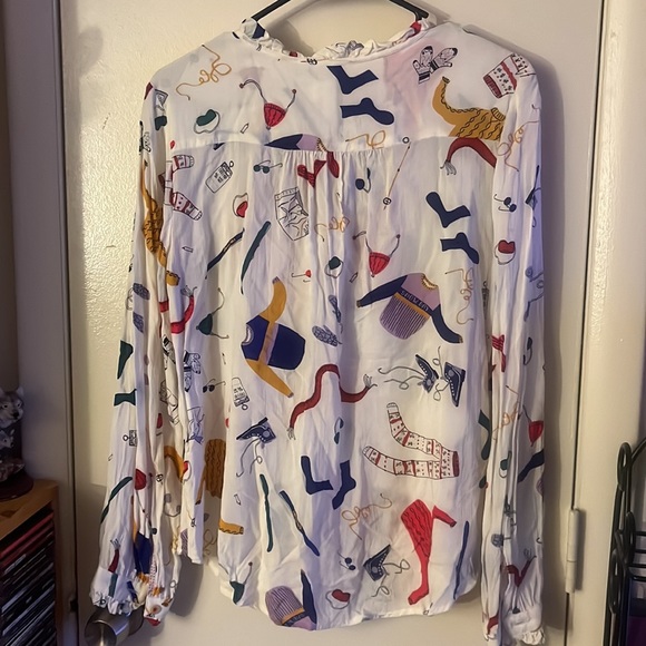 Maeve Anthro Marisol ruffled winter ski print size 10 - Picture 9 of 13